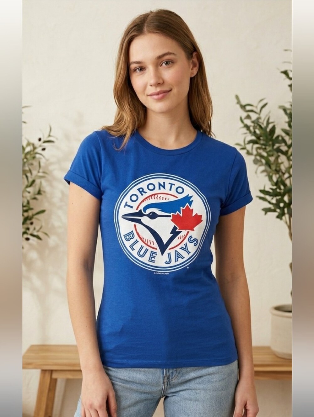 TORONTO BLUE JAYS MLB GENUINE MERCHANDISE Fitted t shirt ladies XS Blue